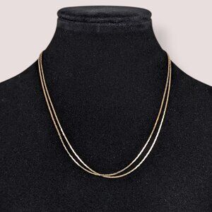 (2/$20) V. 2-Strand Adjustable Dainty Flat Link Chain Necklace